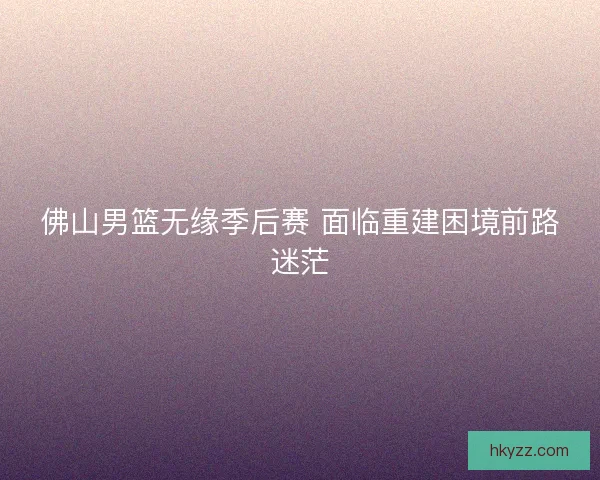 佛山男篮无缘季后赛 面临重建困境前路迷茫 佛山男篮无缘季后赛 面临重建困境前路迷茫