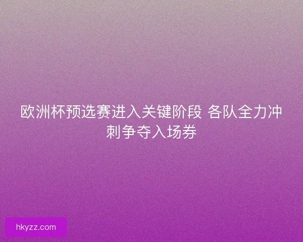 欧洲杯预选赛进入关键阶段 各队全力冲刺争夺入场券